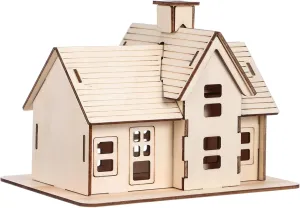 1 Set Wooden House Puzzle Kit for Adults DIY Assembly Model Creative Present for Birthdays Parties Home Office Decoration Smooth Surface Craft
