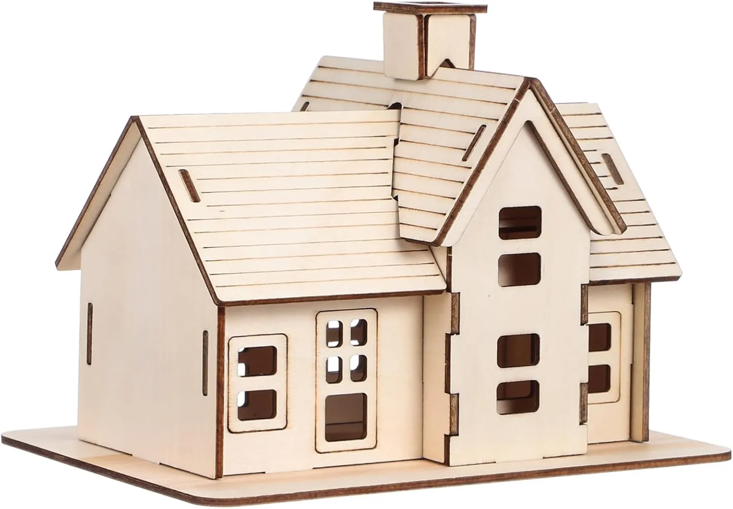 1 Set Wooden House Puzzle Kit for Adults DIY Assembly Model Creative Present for Birthdays Parties Home Office Decoration Smooth Surface Craft