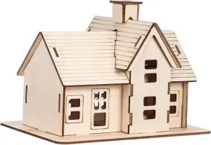 1 Set Wooden Model Cottage Dollhouse Kit Miniature Cabin Jigsaw Relax Puzzle Houses Puzzle House Crafts for Adults Build a Train Brain Teaser Puzzles Bridge Building Model Beige