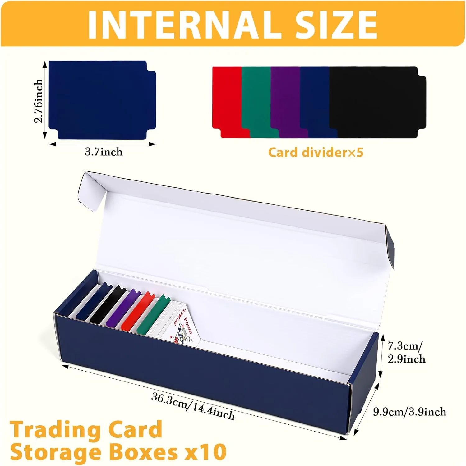 10 Pack Trading Card Storage Box, Sports Card Storage Boxes with Dividers Cardboard Box for Baseball TCG Basketball