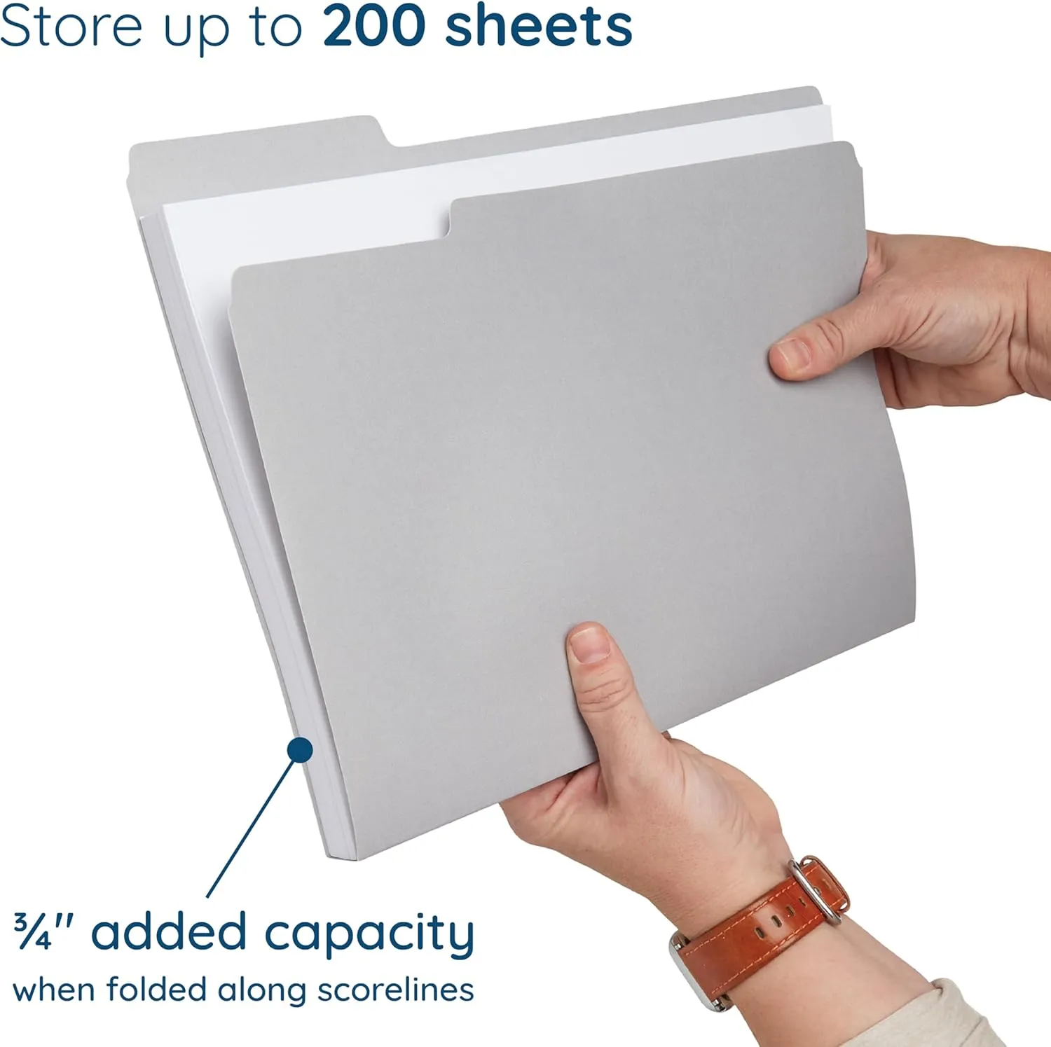 100 Blue Summit Supplies Gray File Folders Letter Size - Durable 11pt Grey Folders, 1/3 Cut 3 Tabs Gray Folders, Holds Letter Size Documents