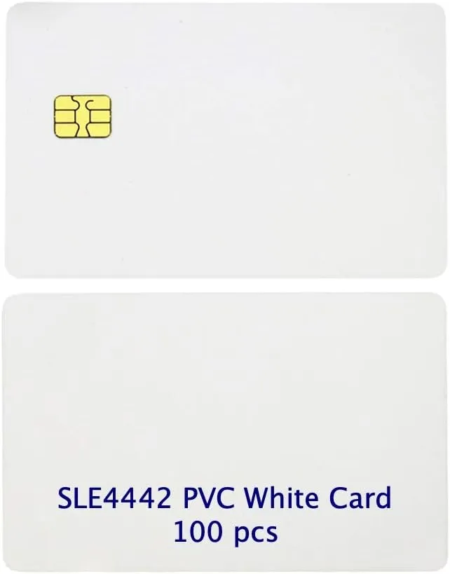 100 Pack ISO PVC Card with SLE4442 Chip Blank Smart Intelligent Card Contact IC Card Safe White Key Card for Access Control No Printing