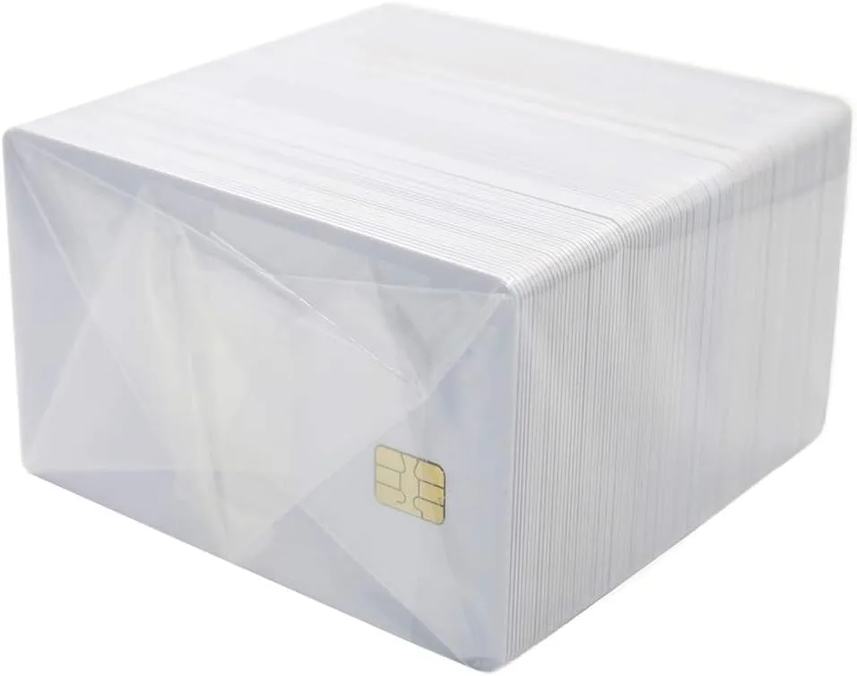 100 Pack ISO PVC Card with SLE4442 Chip Blank Smart Intelligent Card Contact IC Card Safe White Key Card for Access Control No Printing