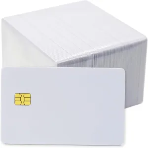 100 Pack ISO PVC Card with SLE4442 Chip Blank Smart Intelligent Card Contact IC Card Safe White Key Card for Access Control No Printing