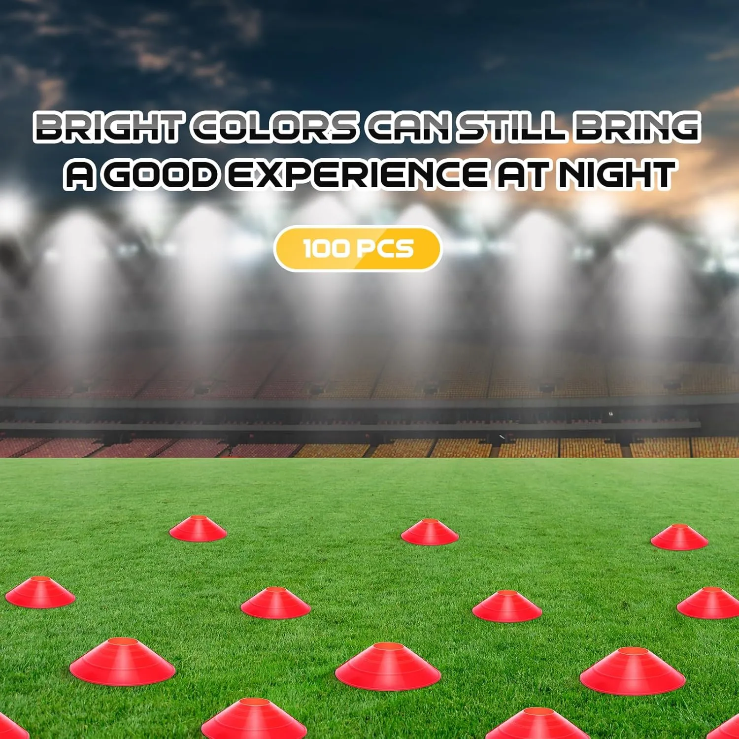 100 Pcs Soccer Training Cones Kit Field Pro Disc Cones with Strap Carry Bag Agility Sports Drill Cones for Gym Practice