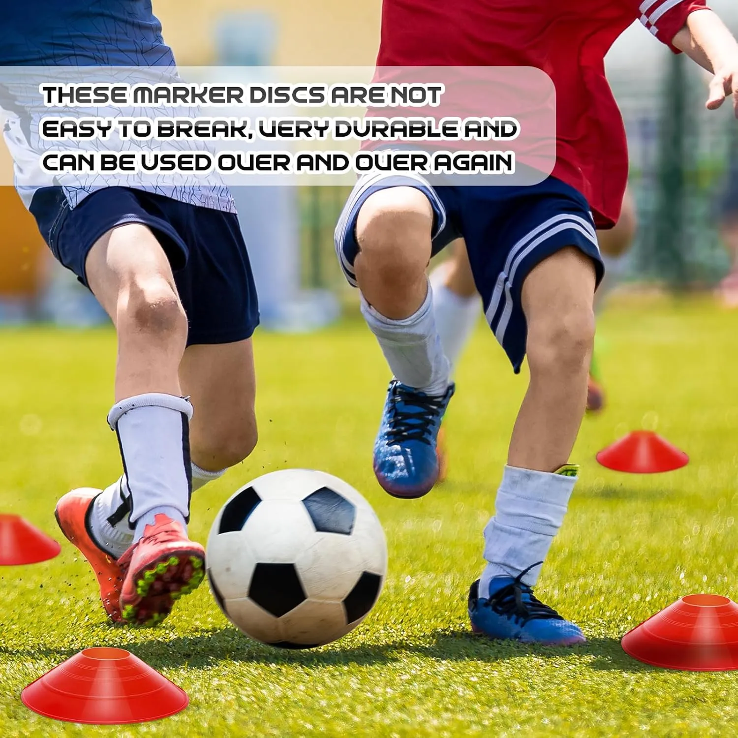 100 Pcs Soccer Training Cones Kit Field Pro Disc Cones with Strap Carry Bag Agility Sports Drill Cones for Gym Practice