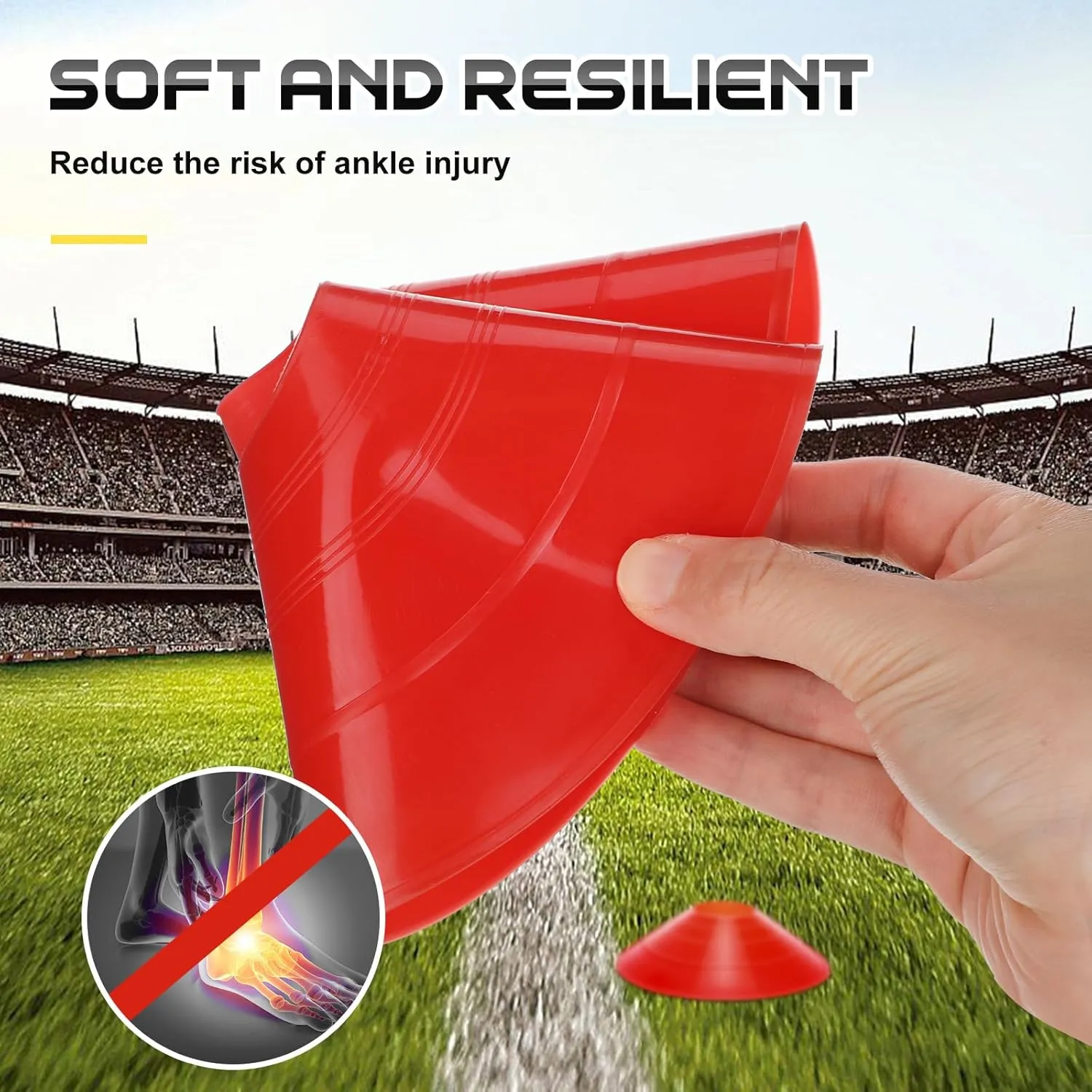 100 Pcs Soccer Training Cones Kit Field Pro Disc Cones with Strap Carry Bag Agility Sports Drill Cones for Gym Practice