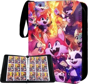 1000  double-sided loose leaf Collector Album 9 Pocket Card Binder Advanced Zipper Card Binding Device TCG sports trading card binder（Cartoon style） (9-color-1080)