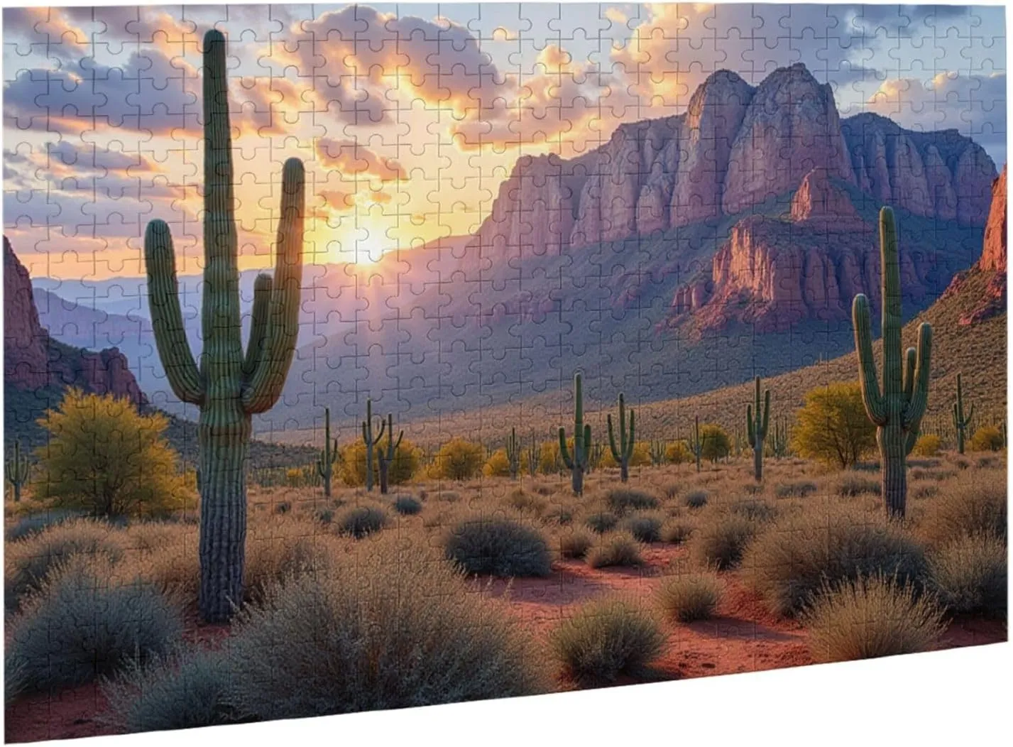 1000 Piece Adult Jigsaw Puzzle Desert Sunset Landscape Challenging & Relaxing Cactus Puzzle for Adults Home Décor Fun Activity & Unique Gift Idea