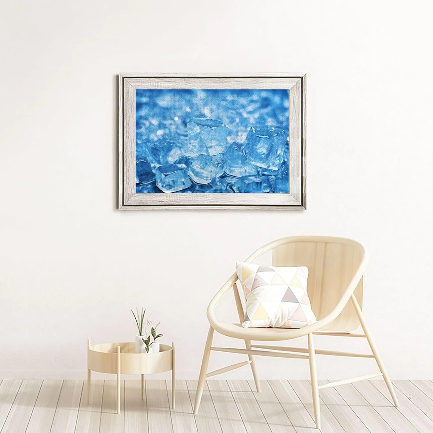 1000 Piece Jigsaw Puzzle for Adults Personalized Picture Puzzle Blue ice Cube Background Customized Wooden Puzzle for Family, Birthday, Wedding, Game Nights Gifts, 29.5"x19.7"