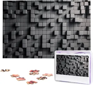 1000 Piece Jigsaw Puzzles for Adults Challenging Puzzle Wooden Picture Puzzle Personalized Custom Gray Cube Wood Puzzle for Family Game Nights Gifts 29.5x19.7 inches Puzzle
