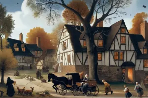 1000 PieceWooden Jigsaw Puzzle Middle Ages Village, Houses and Cars Wooden Jigsaw Puzzles Challenging Educational Fun Interactive Toys for Family Creative Gift