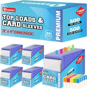 1000 Trading Cards Sleeves Top Loads, 3"X4" Baseball Card Protectors Hard Plastic, Toploads Binder Penny Sleeves for Sports Football Game (500 Hard Loads   500 Soft Sleeves)