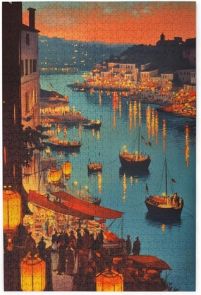 1000 Piece Wooden Jigsaw for Adults,Urban Waterway Sailing Puzzle，Challenging City River & Boat Landscape Art，Pieces Fit Together Perfectly,Enjoy Solving Process,Gifts fro Friends