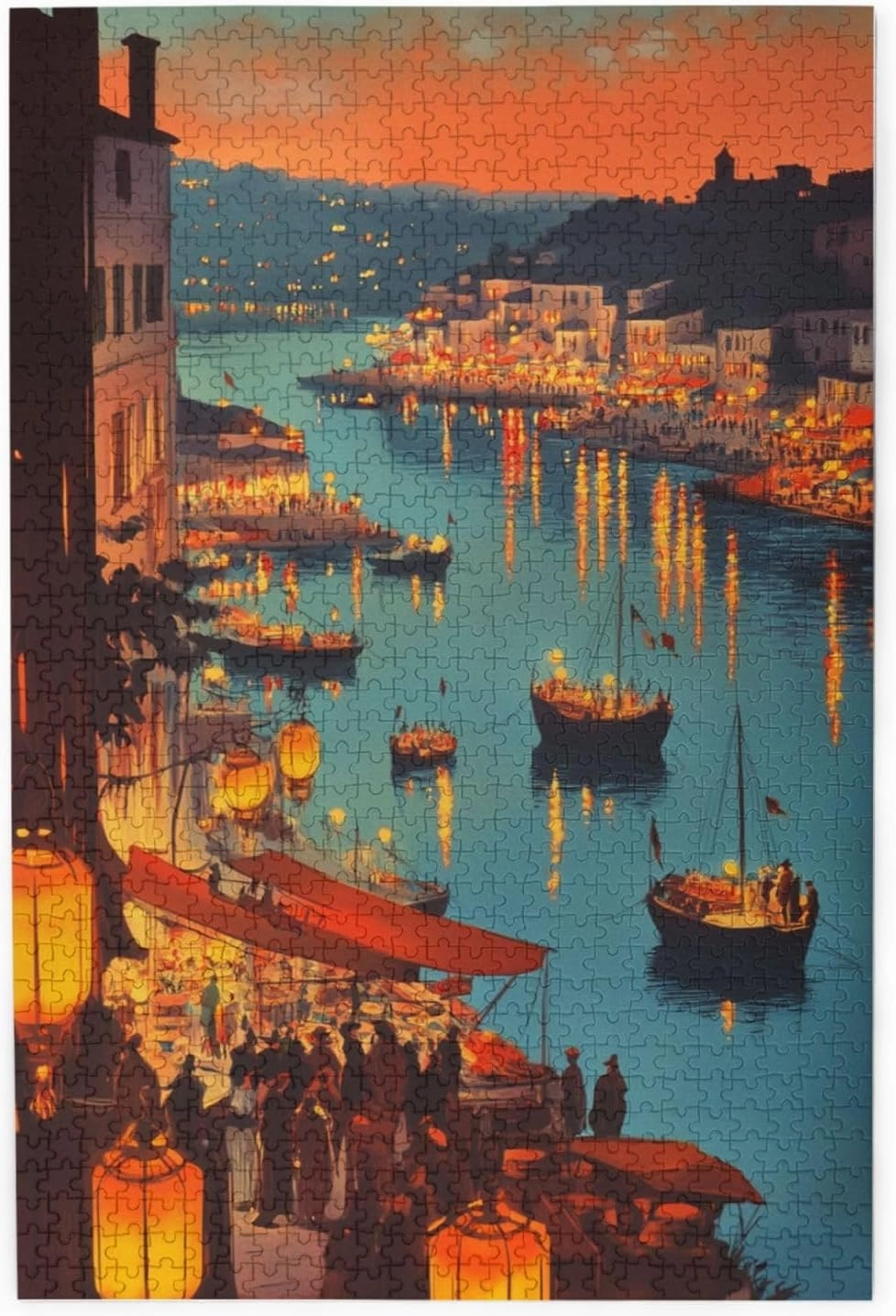 1000 Piece Wooden Jigsaw for Adults,Urban Waterway Sailing Puzzle，Challenging City River & Boat Landscape Art，Pieces Fit Together Perfectly,Enjoy Solving Process,Gifts fro Friends