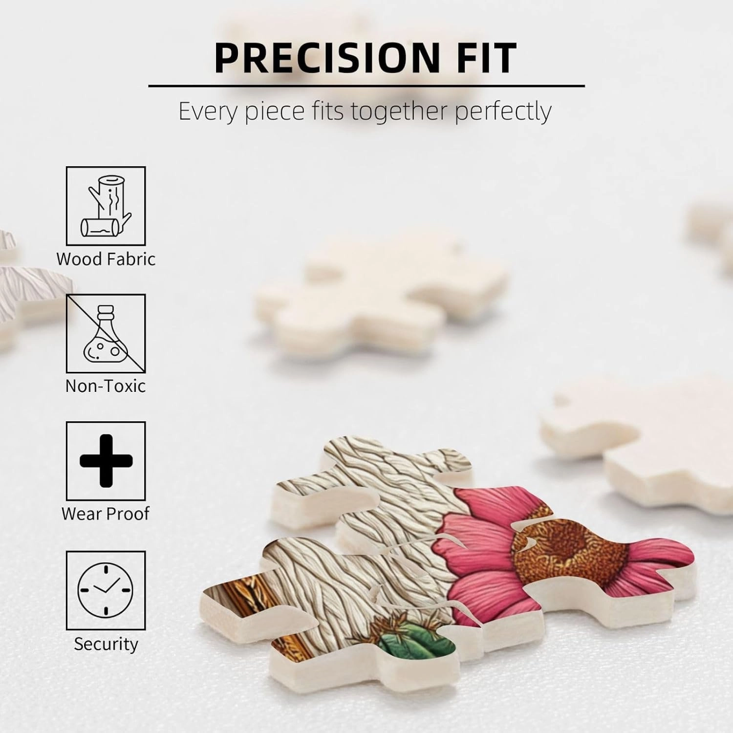 1000 Piece Wooden Puzzle for Adults,an Alpaca Wearing A Cross Among The Desert Cacti,Spiritual Wilderness Artwork,Brain Training Challenge,Stress Relief Activity,Eco-Friendly Pieces