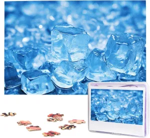 1000PCS Jigsaw Puzzle for Adults Personalized Picture Puzzle Blue ice Cube Background Customized Wooden Puzzle for Family, Birthday, Wedding, Game Nights Gifts Animal Puzzle 29.5x19.7 inches