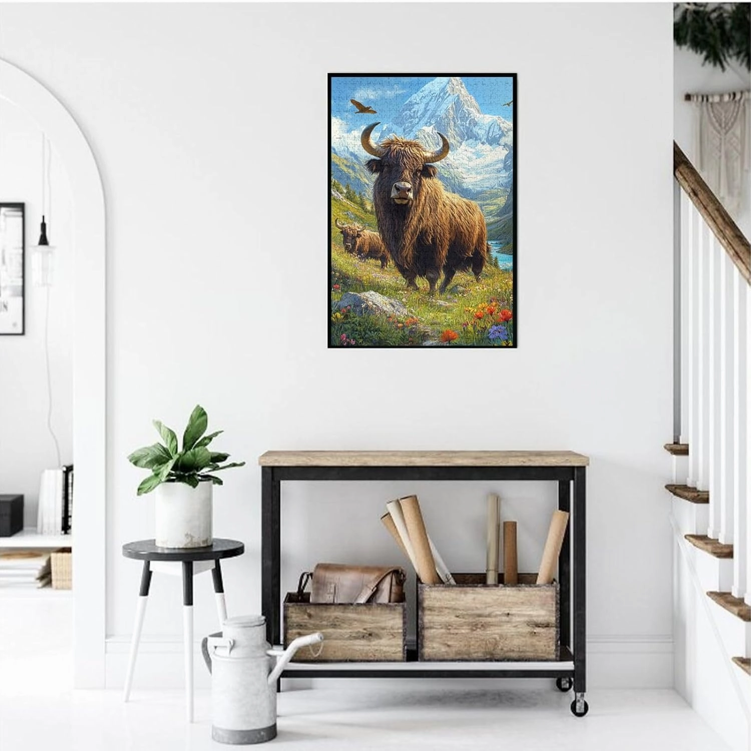 1000pcs Wooden Jigsaw Puzzle,Majestic Yak in Grassland,Stunningly Vibrant Colors,Rugged Stress Relief,Premium Cut,Enjoy The Solving Process,Ideal for Relaxation and Family Fun