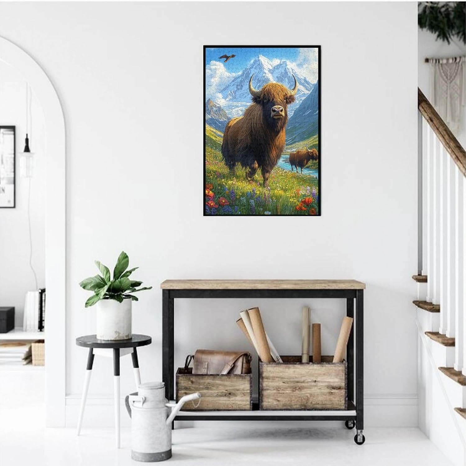 1000pcs Wooden Jigsaw Puzzle,Majestic Yak in Grassland,Stunningly Vibrant Colors,Rugged Stress Relief,Premium Cut,Ideal for Relaxation and Family Fun,Gifts for Family and Friends