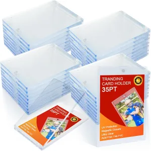 100ct Magnetic Card Holder for Trading Cards, 35 PT Clear Trading Card Sleeves, Hard Plastic Baseball Card Protectors, for Collectible, TCG, MTG, YUGIOH, Football, Sports Cards