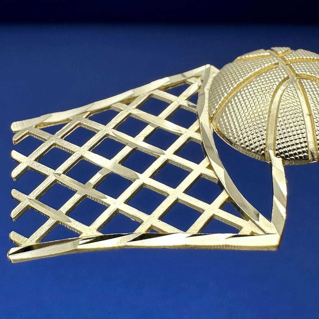 10k Basketball & Hoop Pendant