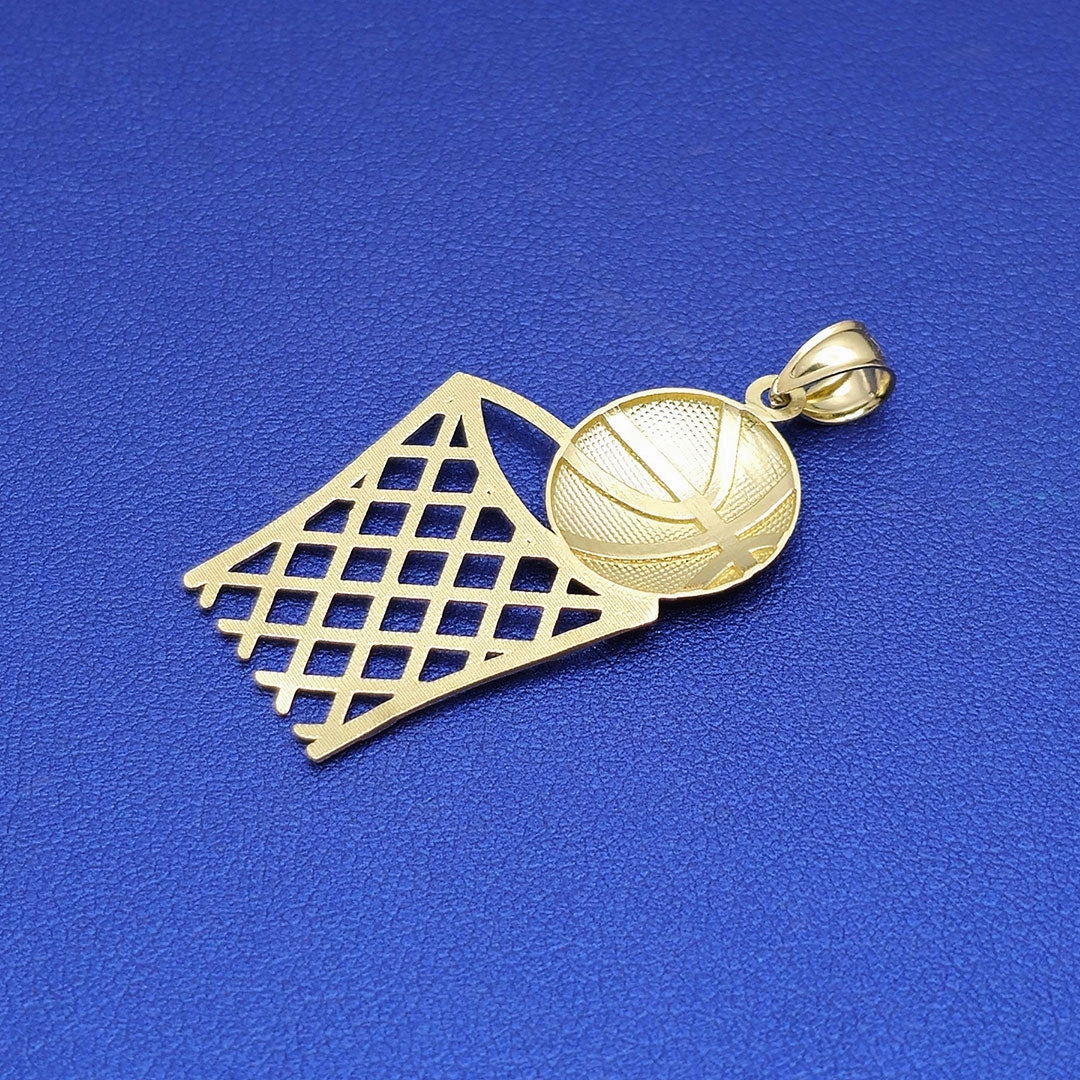 10k Basketball & Hoop Pendant