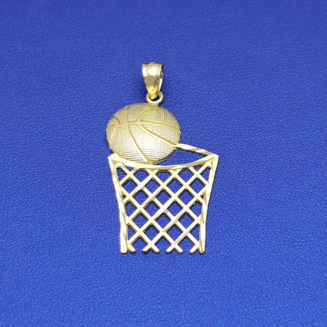 10k Basketball & Hoop Pendant