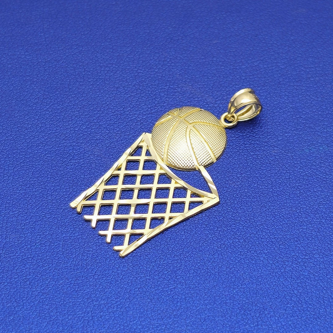 10k Basketball & Hoop Pendant