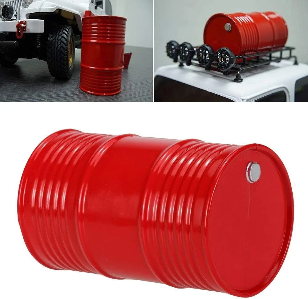 1/10 RC Crawler Decoration Simulated Mini Oil Drum Fuel Tank Nitrogen Cylinder Fire Extinguisher Shovel for 1:10 RC Car for TRX-4 TRX6 Axial SCX10 Vehicle Parts(Red)