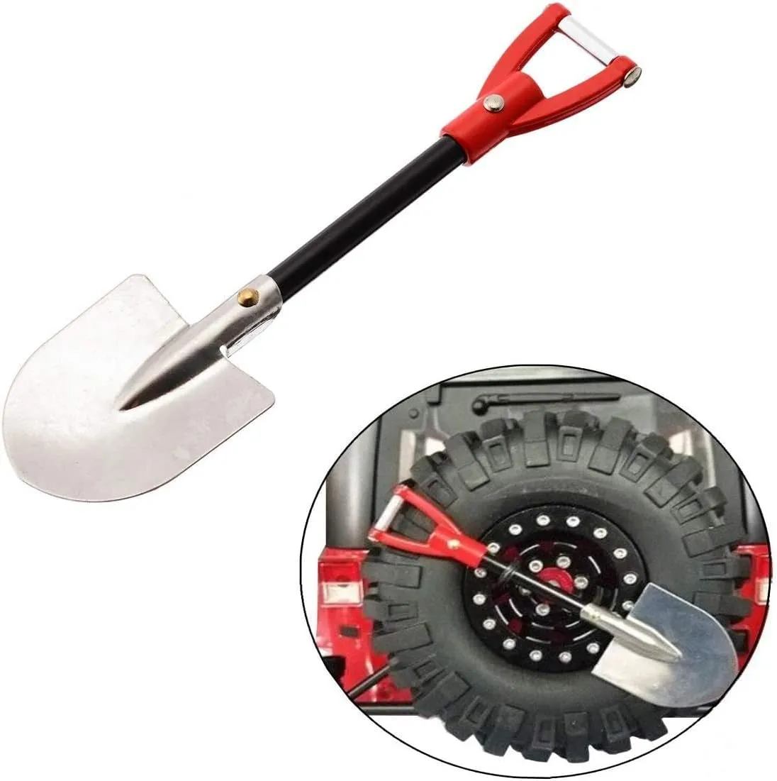 1/10 RC Crawler Decoration Simulated Mini Oil Drum Fuel Tank Nitrogen Cylinder Fire Extinguisher Shovel for 1:10 RC Car for TRX-4 TRX6 Axial SCX10 Vehicle Parts(Red)