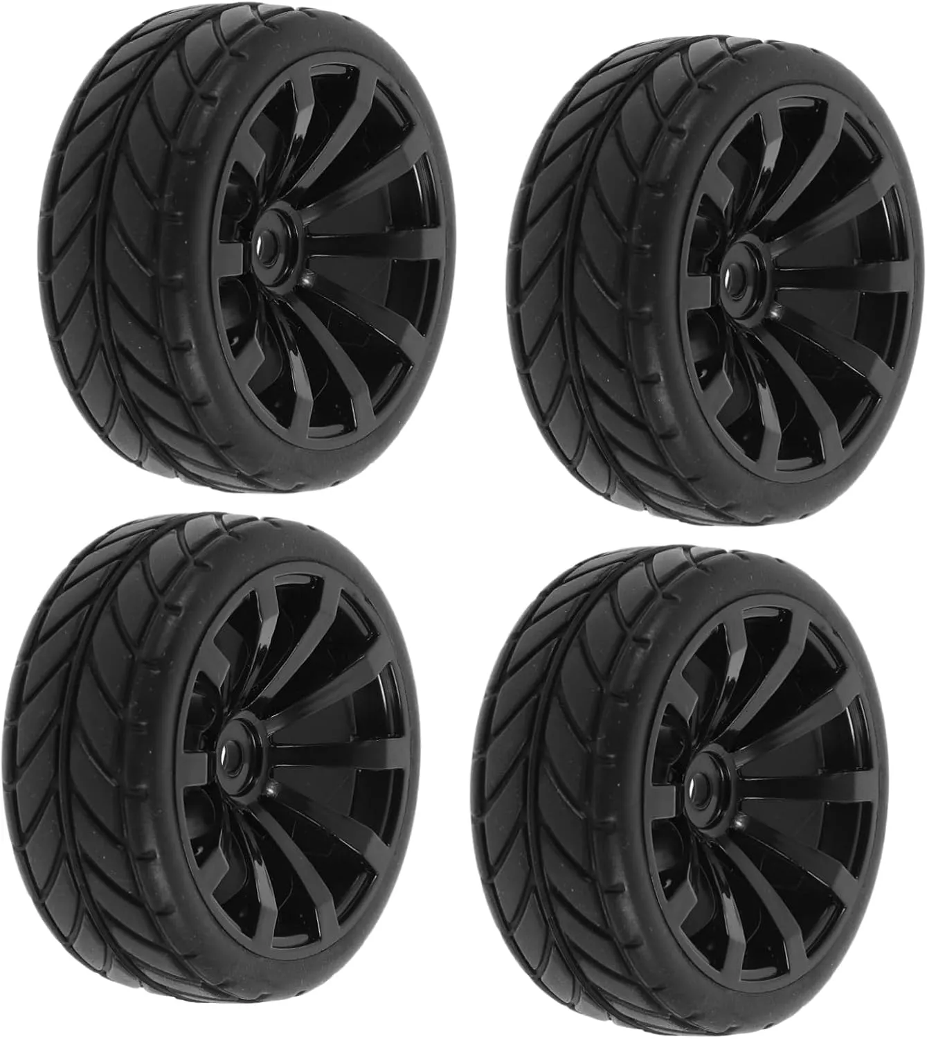 1:10 Scale 94123 122 Plastic Hubcaps Soft Tire Set of 4 Rc Vehicle Tires for Boys and Girls Toys