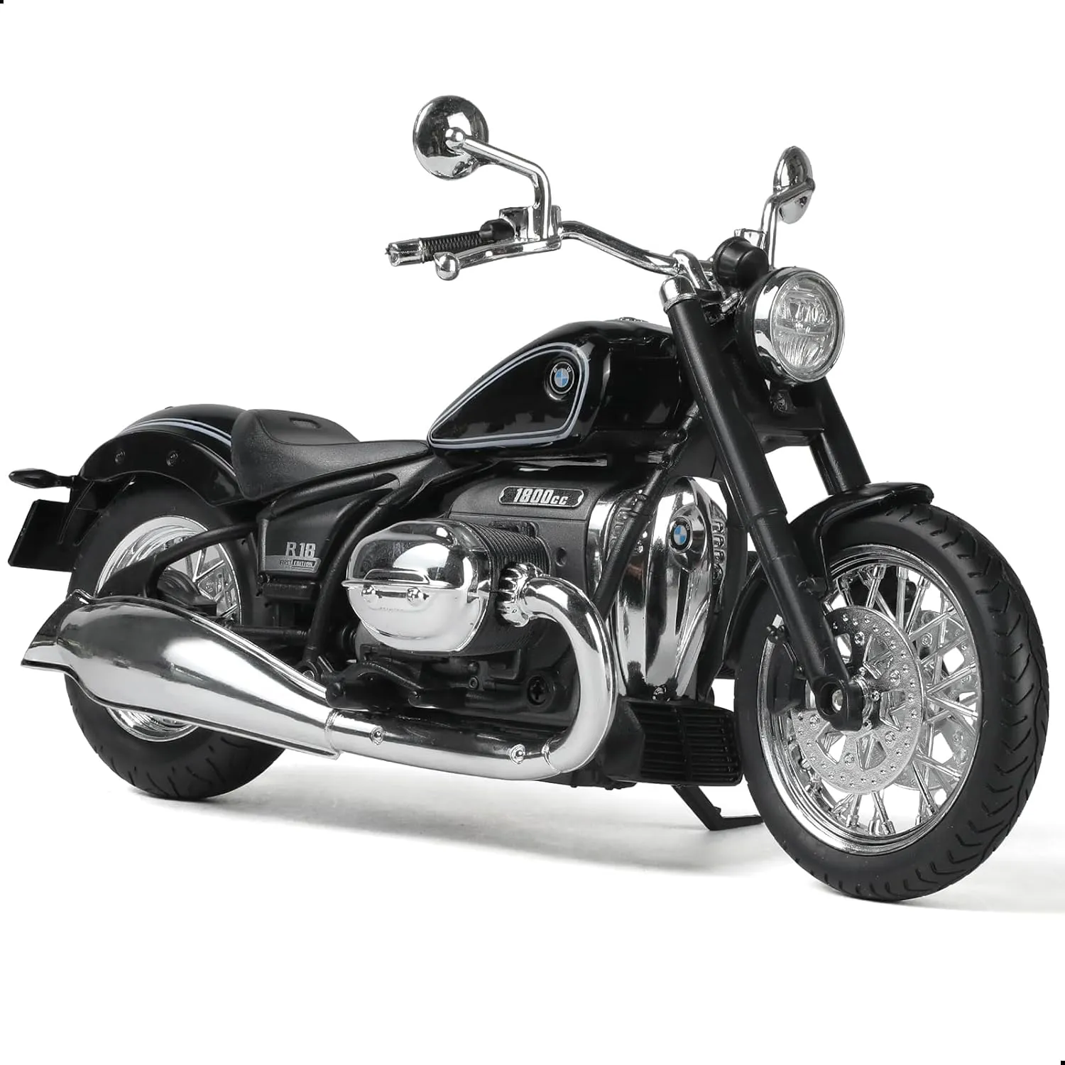 1/12 Motorcycle Model Toy for BMW R18 Alloy Die-cast Motorcycle Model for Welly No Assembly Required Mini Racing Moto Collection Gift for Adult （Black）