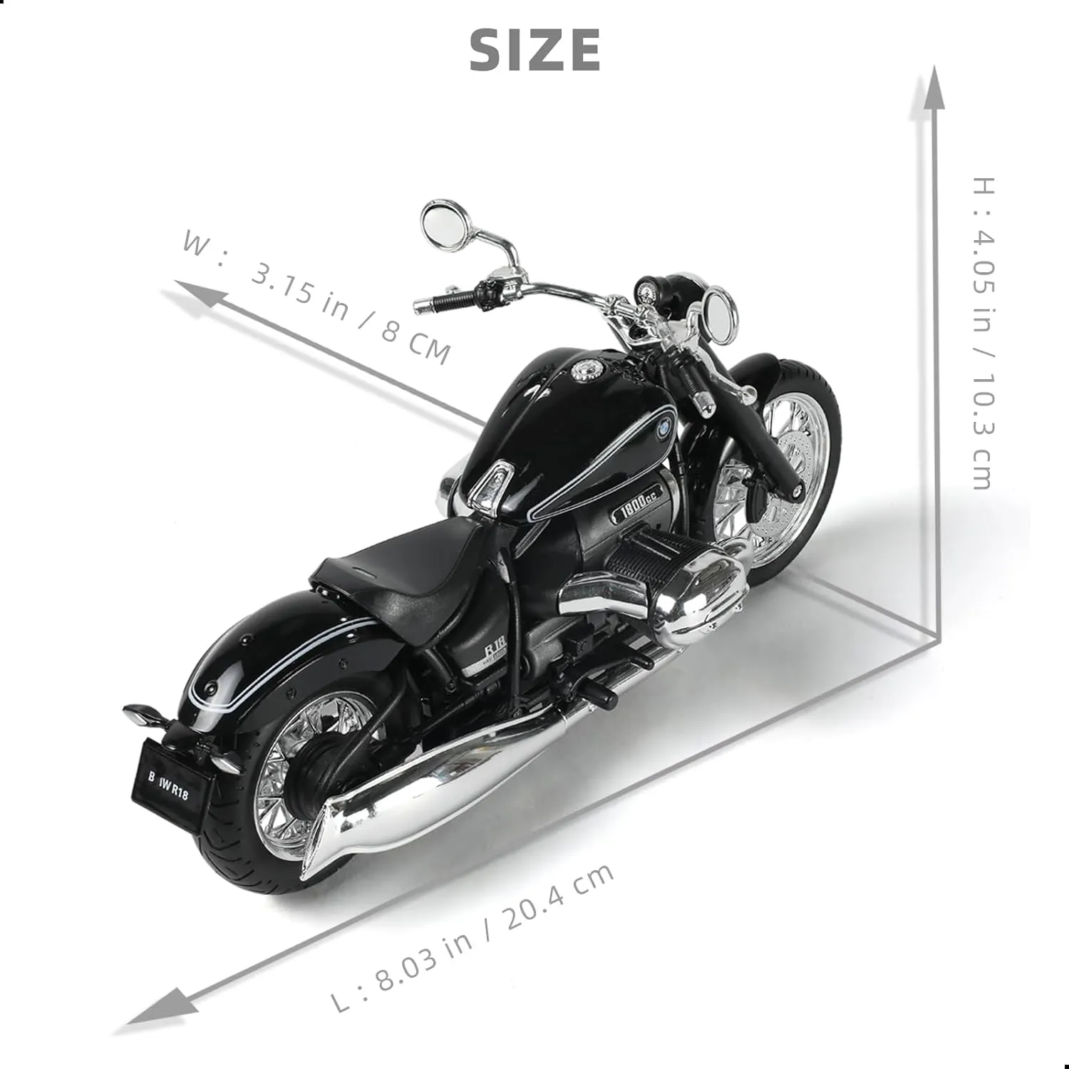 1/12 Motorcycle Model Toy for BMW R18 Alloy Die-cast Motorcycle Model for Welly No Assembly Required Mini Racing Moto Collection Gift for Adult （Black）
