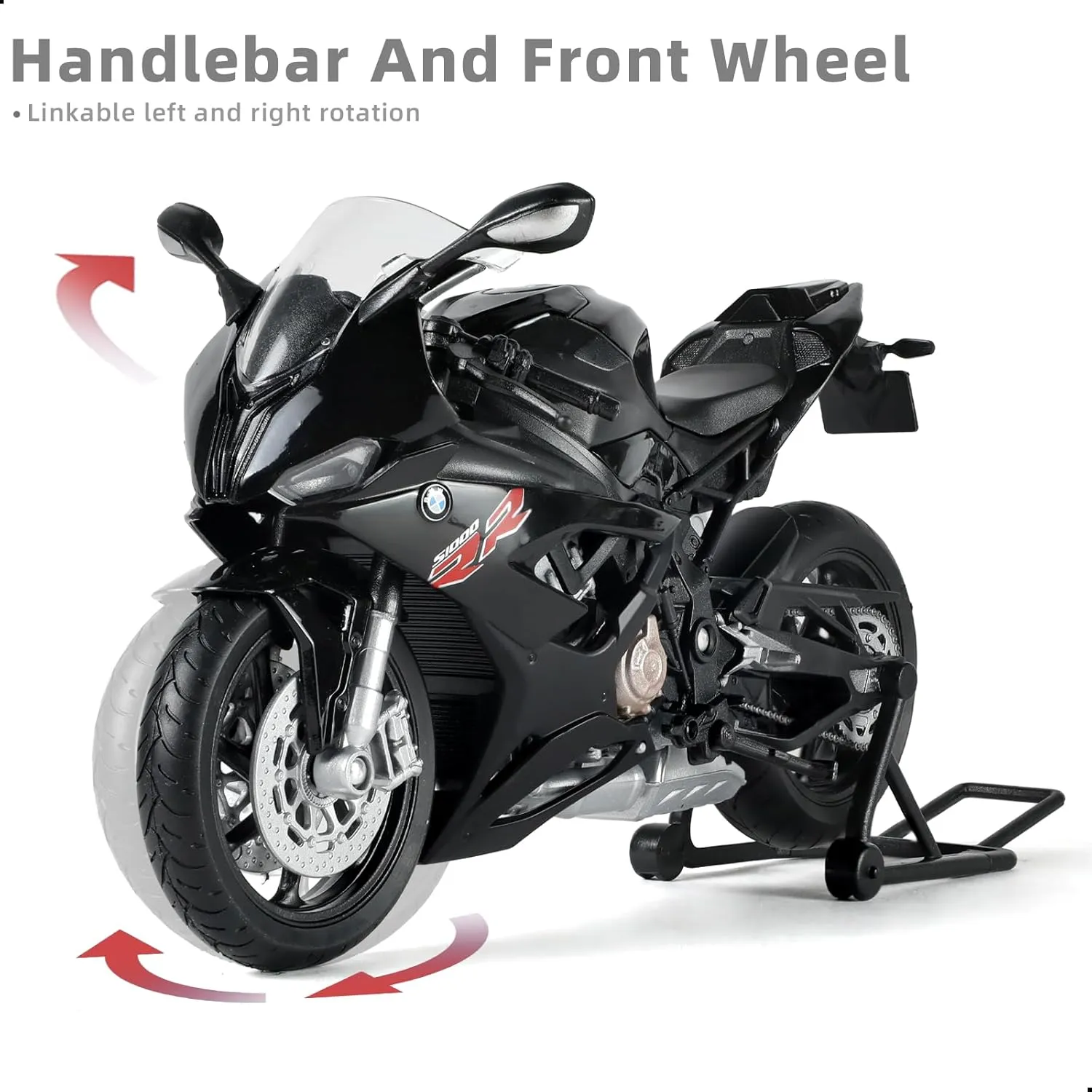 1/12 Motorcycle Model Toy for BMW S1000RR Alloy Die-cast Motorcycle Model for Welly No Assembly Required Mini Racing Moto Collection Gift for Adult （Black）
