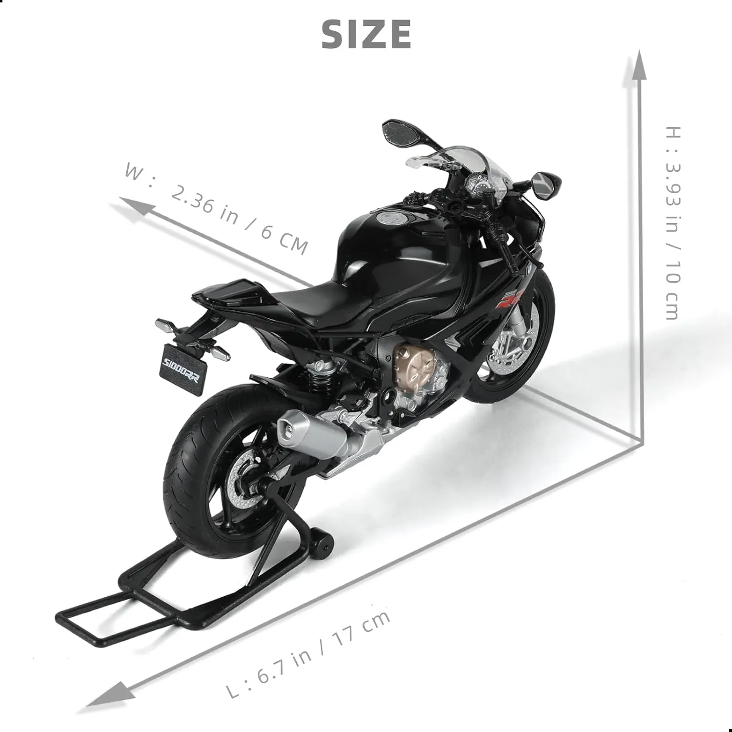 1/12 Motorcycle Model Toy for BMW S1000RR Alloy Die-cast Motorcycle Model for Welly No Assembly Required Mini Racing Moto Collection Gift for Adult （Black）
