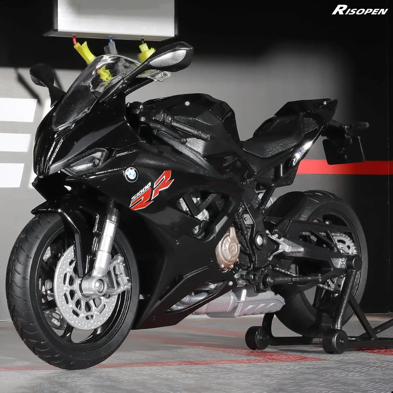 1/12 Motorcycle Model Toy for BMW S1000RR Alloy Die-cast Motorcycle Model for Welly No Assembly Required Mini Racing Moto Collection Gift for Adult （Black）