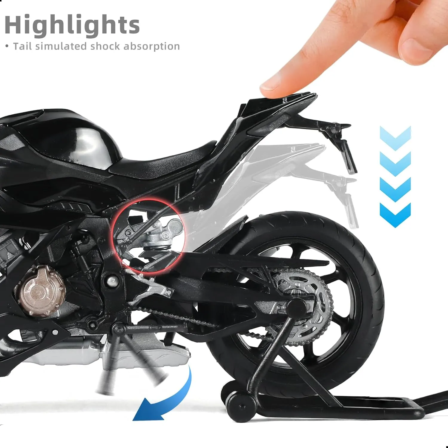 1/12 Motorcycle Model Toy for BMW S1000RR Alloy Die-cast Motorcycle Model for Welly No Assembly Required Mini Racing Moto Collection Gift for Adult （Black）