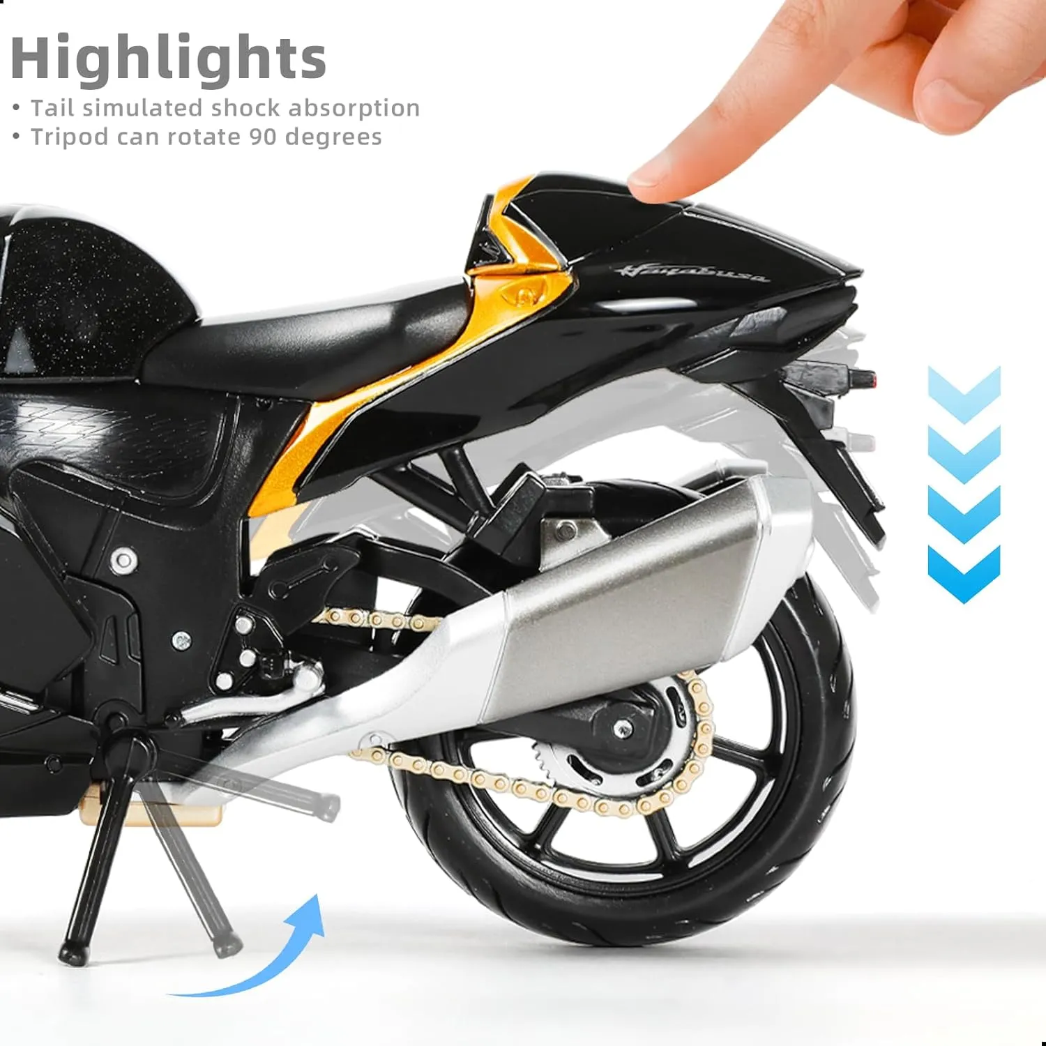 1:12 Motorcycle Model Toy for Suzuki Hayabusa Metal Die-cast with Plastic Motorcycle Model for Maisto No Assembly Required Mini Finished Moto Gift for Adult（Black）