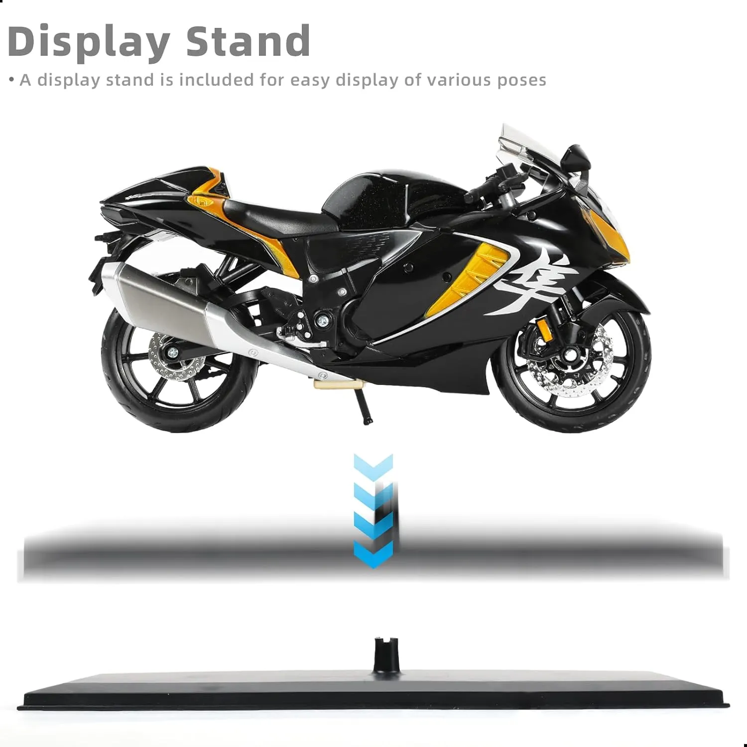 1:12 Motorcycle Model Toy for Suzuki Hayabusa Metal Die-cast with Plastic Motorcycle Model for Maisto No Assembly Required Mini Finished Moto Gift for Adult（Black）