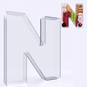 11" Acrylic Letter Charcuterie Box, Reusable Fillable Alphabet Number Shaped Form Tray for Birthday Anniversaries, Party Decorative Serving Plates Display Candy Cake (T)