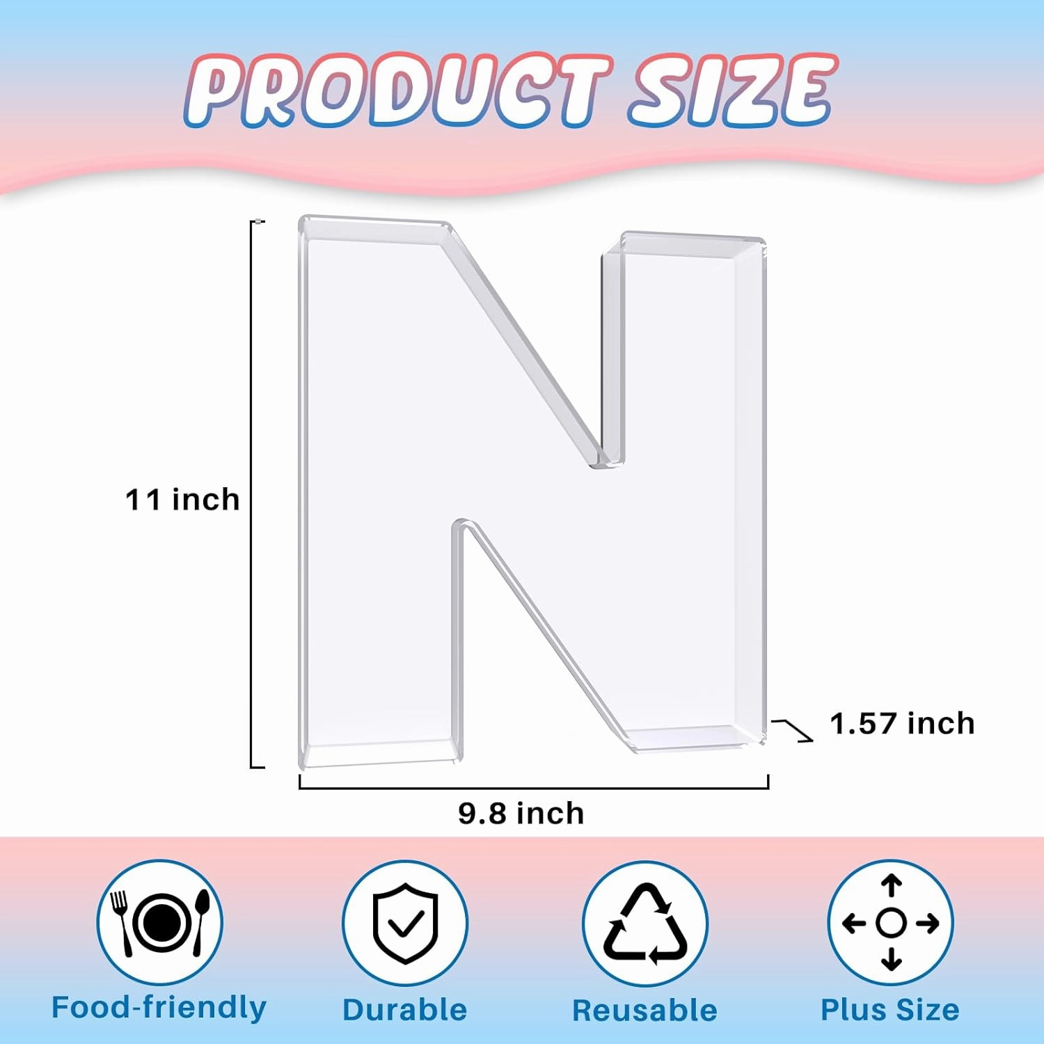 11" Acrylic Letter Charcuterie Box, Reusable Fillable Alphabet Number Shaped Form Tray for Birthday Anniversaries, Party Decorative Serving Plates Display Candy Cake (T)