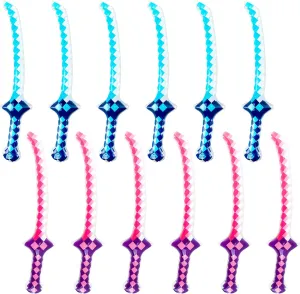 12 Pack Inflatable Pixel Swords Blow up Weapons Swords Set for Kids Birthday Halloween Theme Party Supplies, 2 Colors