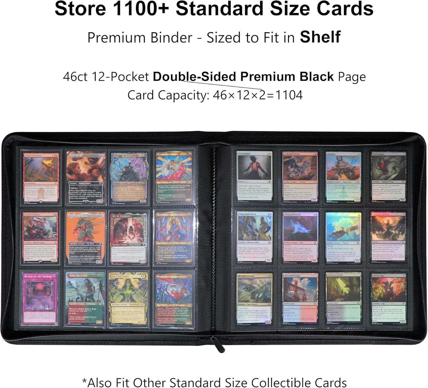 12 Pocket 1104 Pockets Card Binder, Large Ringless Side Loading Pockets Trading Card Album Folder for TCG -Green