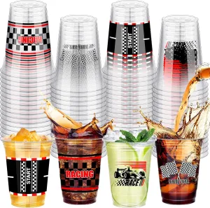 120 PCS Racing Car Plastic Party Cups 16 OZ Disposable Race Car Cups Bulk for Racing Party Supplies Birthday Car Party Family Dinner Sports Event Decorations