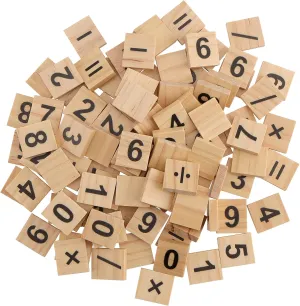 1200 PCS Small Wooden Number Tiles, Mini Wooden Number Symbol for DIY Craft, Home Decoration, Math Practise, 0.8 x 0.7 x 1/5 Inch
