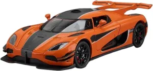 1:24 for Miniature Cars Alloy Diecast Models Pull Back Vehicles 4 Doors Opened Sports Car Toddler for Kids Present(Orange)