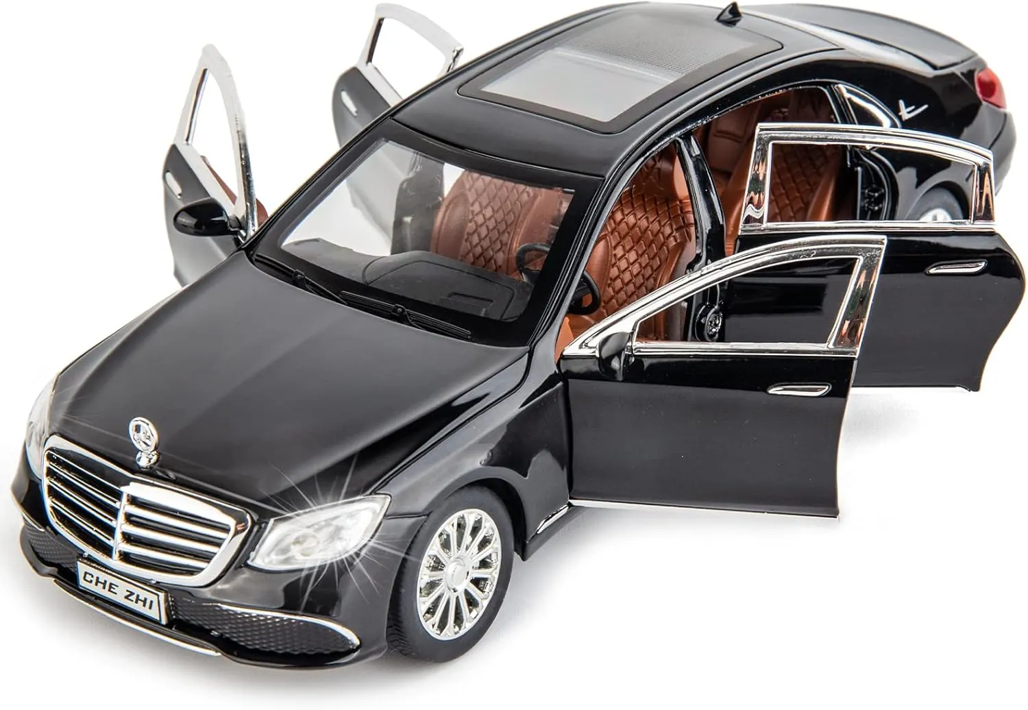 1/24 Scale Compatible with Benz E300 Toy Car Alloy Die-cast Pull Back Car Model with Light and Sound Toy Vehicles for Adults Boys Girls Gift Decoration Toy (Black)
