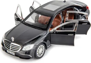 1/24 Scale Compatible with Benz E300 Toy Car Alloy Die-cast Pull Back Car Model with Light and Sound Toy Vehicles for Adults Boys Girls Gift Decoration Toy (Black)