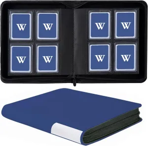 128Pockets Toploader Binder Holds Top Loaders, 4-Pocket Top Loaders Binder Album, Toploader Card Binder for 3" x 4" Rigid Card Holders, Ringless Toploader Storage Folder (Blue)