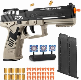 12-Shell Ejecting Fidget Toy Gun Blaster with 60 Safe Foam Bullets - Realistic Shooting Game & Educational Model for Kids, Ideal Gift for Boys and Girls